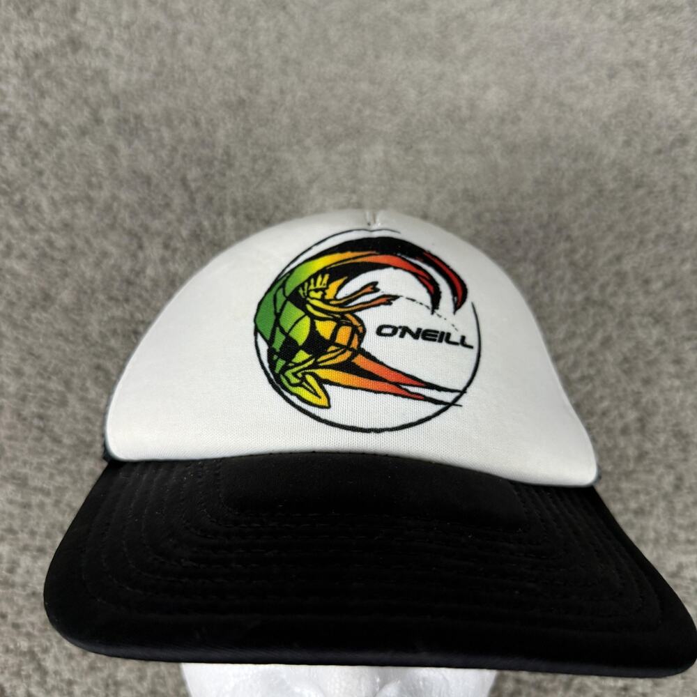 O'Neill Hat Cap Snap Back Mens One Size Black White Trucker Gecko Logo Mesh - Picture 3 of 10